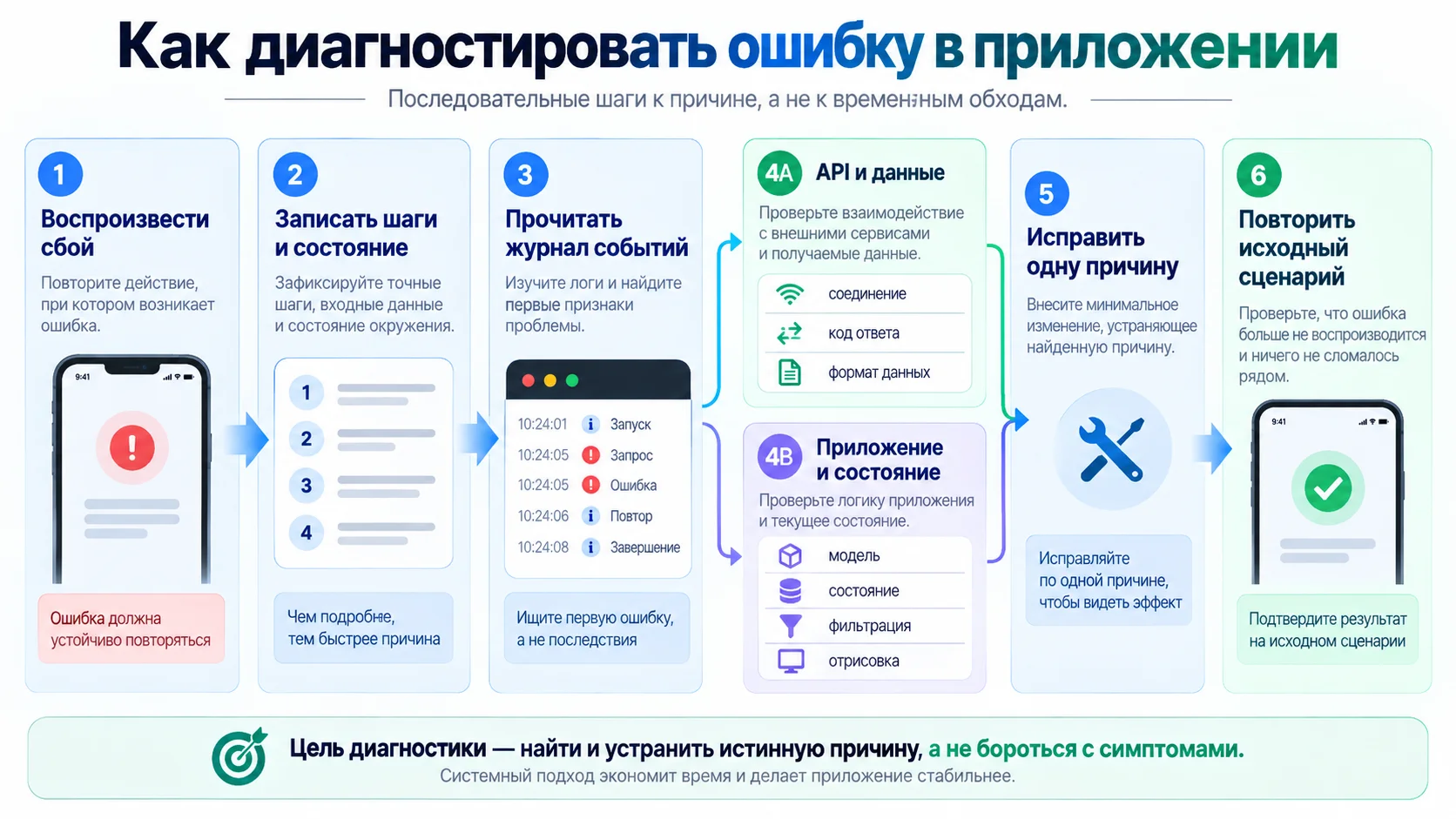 Как диагностировать ошибку в приложении
